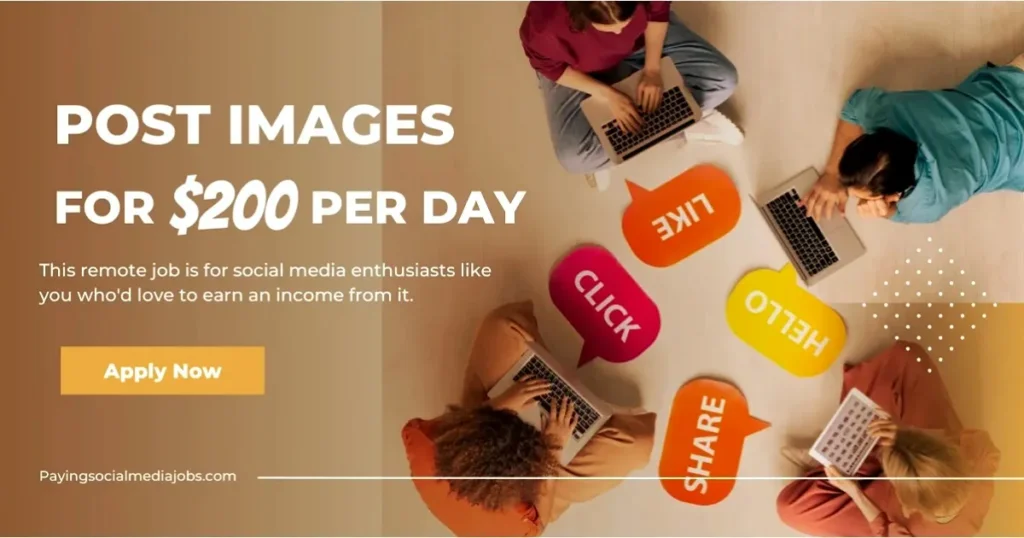 Post images on social media and earn $200 per day!